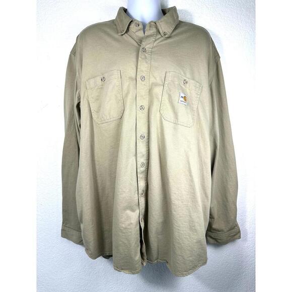 Carhartt Other - Carhartt FR Force Men’s 2XL Tan Flame Resistant Work Shirt Utility Western